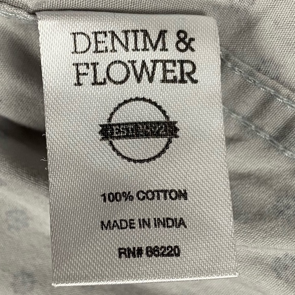 Denim & Flower Men's Light Gray/Blue Print Slim Fit Button Down ShIrt Sz: XL - Picture 5 of 8